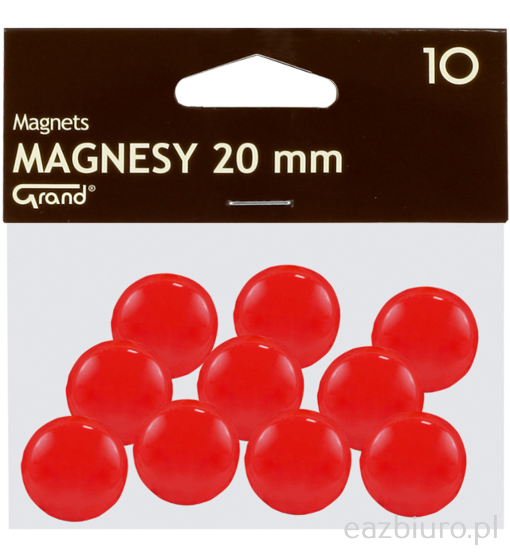 Magnes 20 mm Grand czerwony zestaw 10 sztuk | biuroweokazje.pl | Kup już teraz!