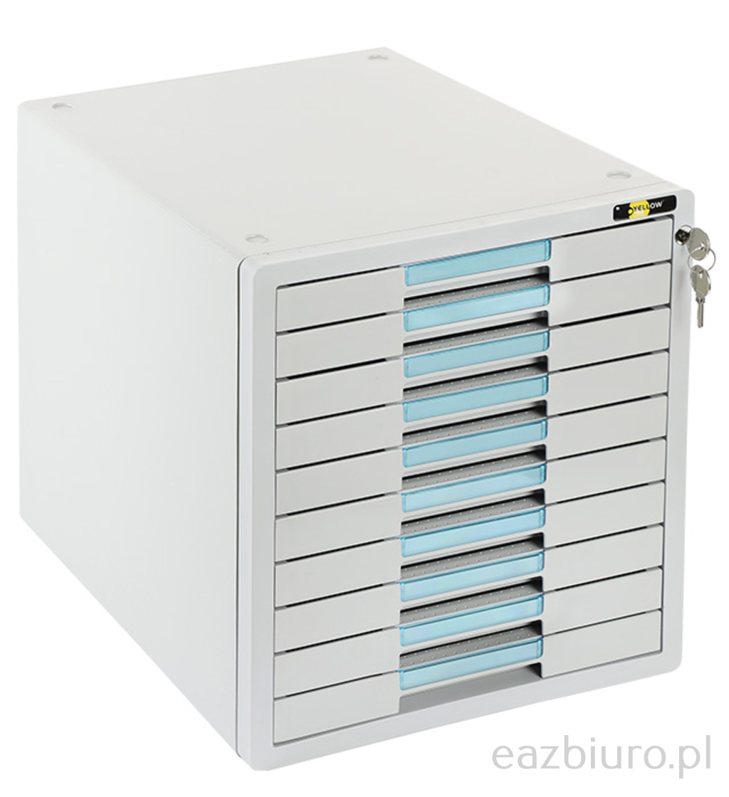 Szafka na dokumenty Yellow one yl-sp10gy Plastikowa 10 szuflad + zamek szaro-niebieska | biuroweokazje.pl | Kup już teraz!