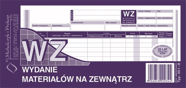 Druk wz wydanie materiałów na zewnątrz 1/3 A4 M&P | biuroweokazje.pl | Kup bez wahania!