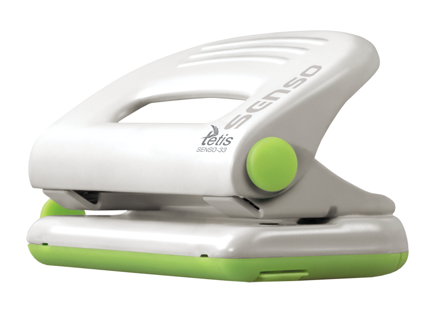 Dziurkacz senso metalowy 33 biało-zielony | biuroweokazje.pl | Kup w sekundę!