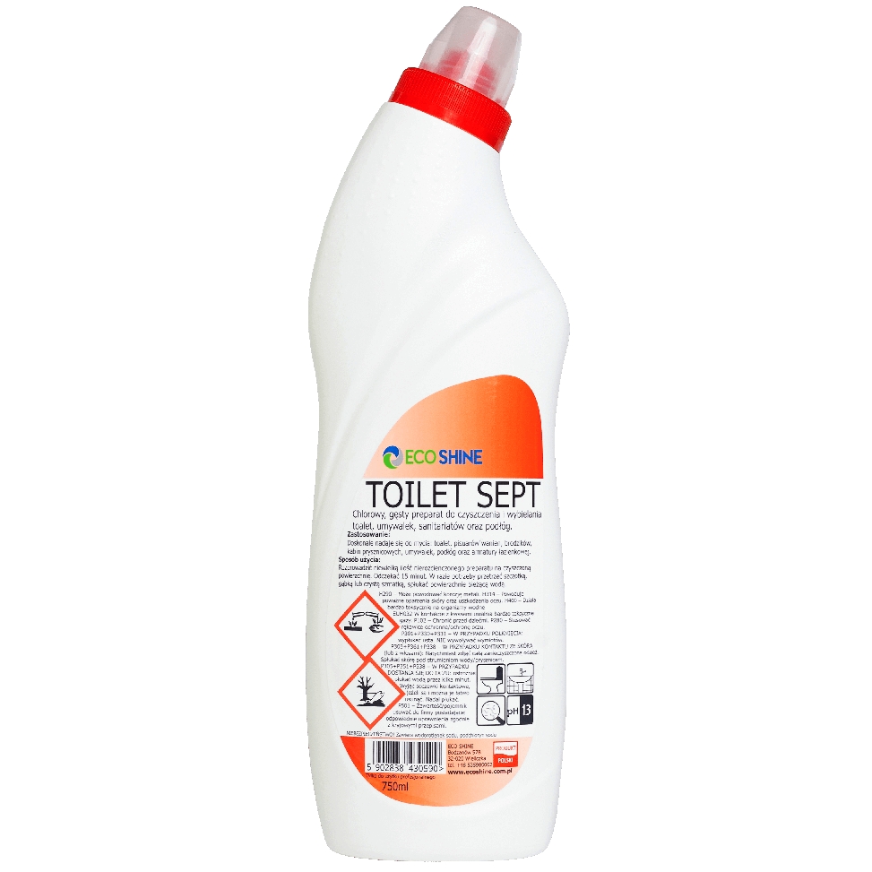 Eco Shine toilet sept 750 ml żel myjąco-wybielający z aktywnym chlorem | biuroweokazje.pl | Kup teraz!