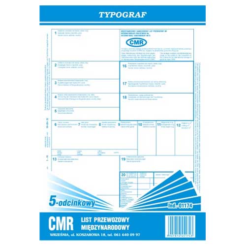 Druk cmr A4 1+4 Typograf do biura | biuroweokazje.pl | Zamów rozsądnie!