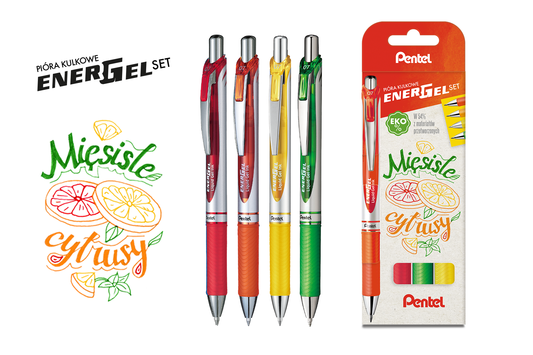 Pentel pióro kulkowe 0,7 mm energel set bl77-st4bfgkpl mięsiste cytrusy | biuroweokazje.pl | Zamów korzystnie!