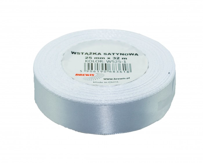 Wstążka satynowa Brewis 25 mm biały | biuroweokazje.pl | Zamów wygodnie!
