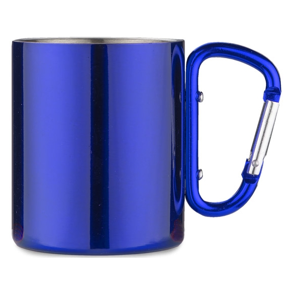 Kubek z karabińczykiem camp niebieski 250 mlz grawerem | biuroweokazje.pl | Skorzystaj dziś!