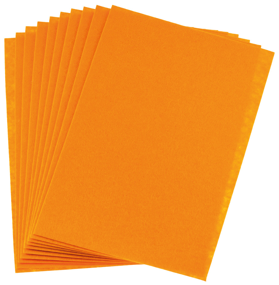 Filc dekoracyjny A4 1 mm pomarańczowy zestaw 10 sztuk | biuroweokazje.pl | Zamów teraz!
