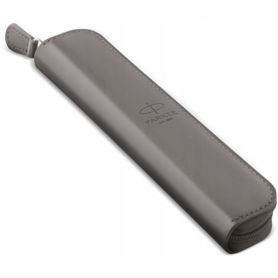 Parker pudełko etui z ekoskóry na zamek szare | biuroweokazje.pl | Kup z dostawą!