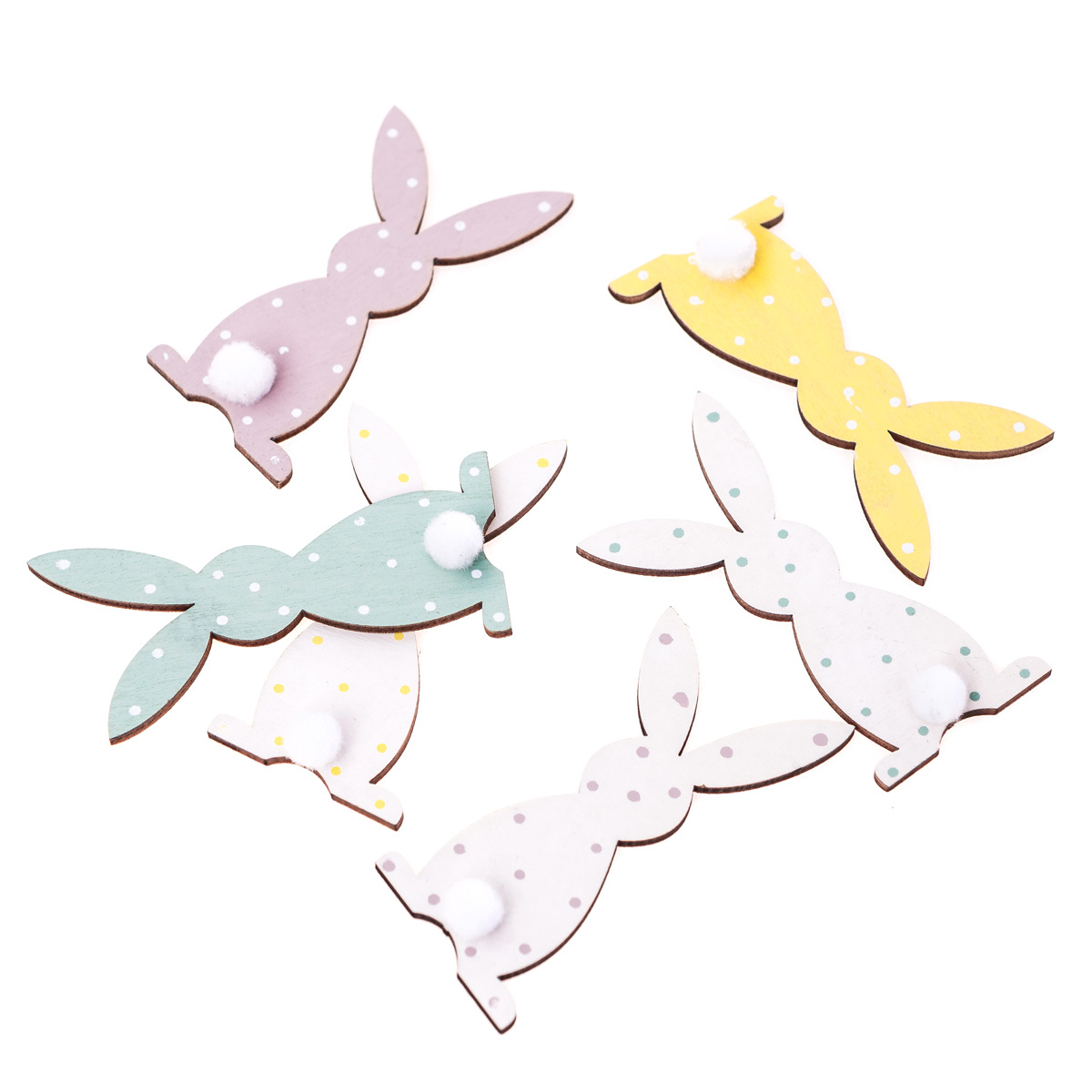 Drewniane króliczki w kropki 8 cm zestaw 6 sztuk. mix kolorów | biuroweokazje.pl | Kup już teraz!