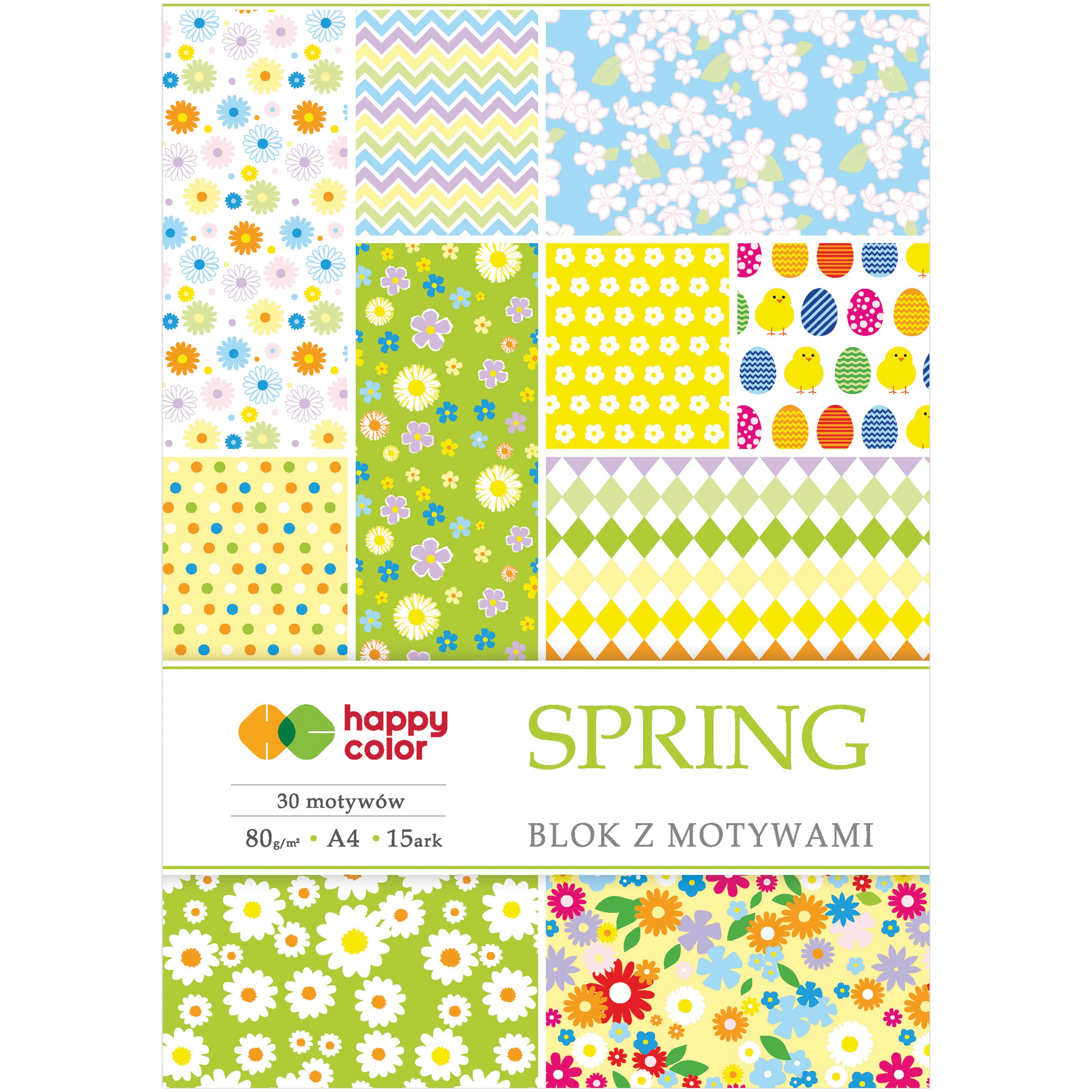 Blok z motywami wiosna, 80g/m2, A4, 15 ark, 30 mot | biuroweokazje.pl | Zrób dobry zakup