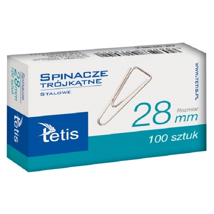 Spinacze biurowe trójkątne Tetis 28 mm zestaw 100 sztuk. | biuroweokazje.pl | Wybierz mądrze!