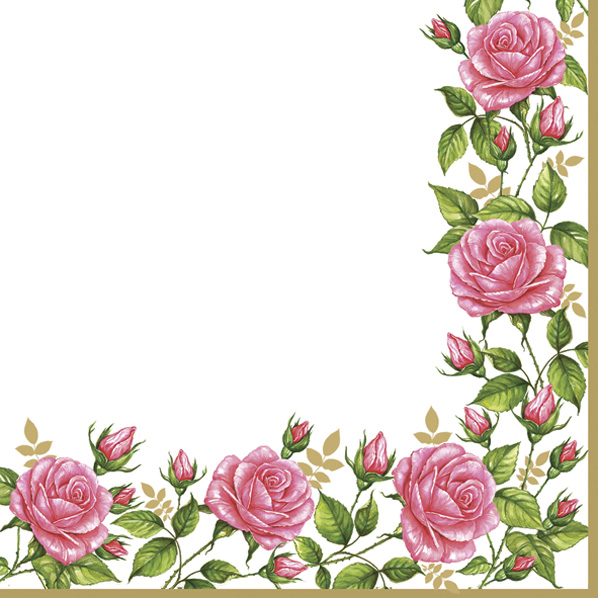 Serwetki Papierowe Flower Frame with Garden Roses 33 x 33 cm Daisy Lunch napkins | biuroweokazje.pl | Kup z rabatem!