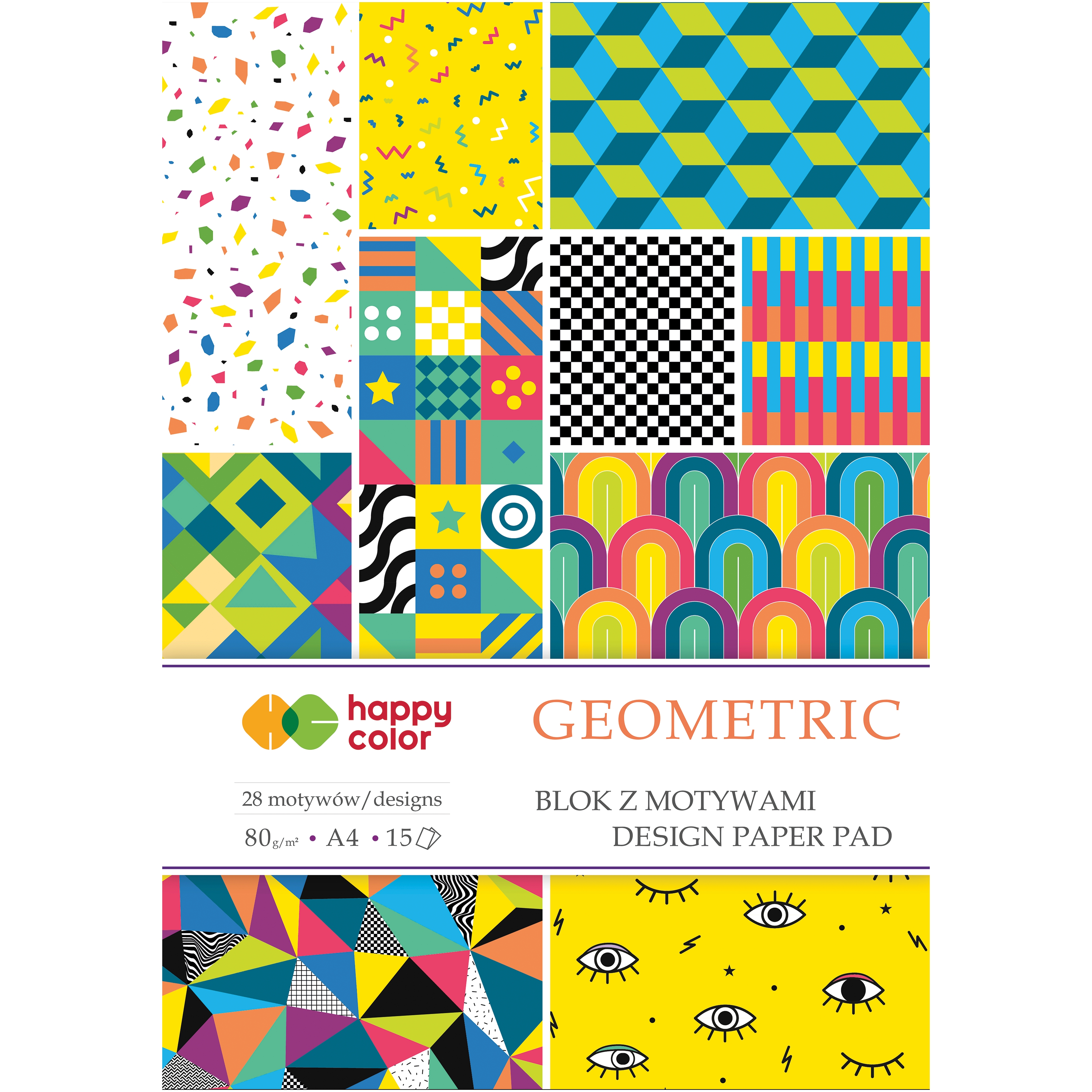 Blok z motywami geometric, 80g/m2, A4, 15 ark, 2 | biuroweokazje.pl | Odbierz swoją okazję