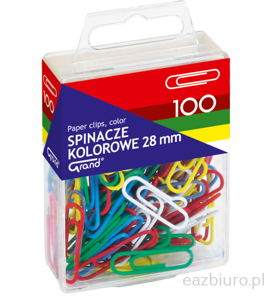 Spinacze 28 mm kolorowe powlekane zestaw 100 sztuk | biuroweokazje.pl | Weź zanim zniknie!