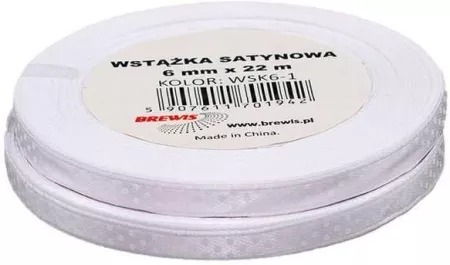 Wstążka satynowa Brewis 6 mm 22 m biała w kropki | biuroweokazje.pl | Weź najlepsze!
