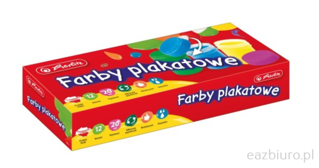 Farbki plakatowe 12 kolorów Herlitz | biuroweokazje.pl | Kup pewnie!