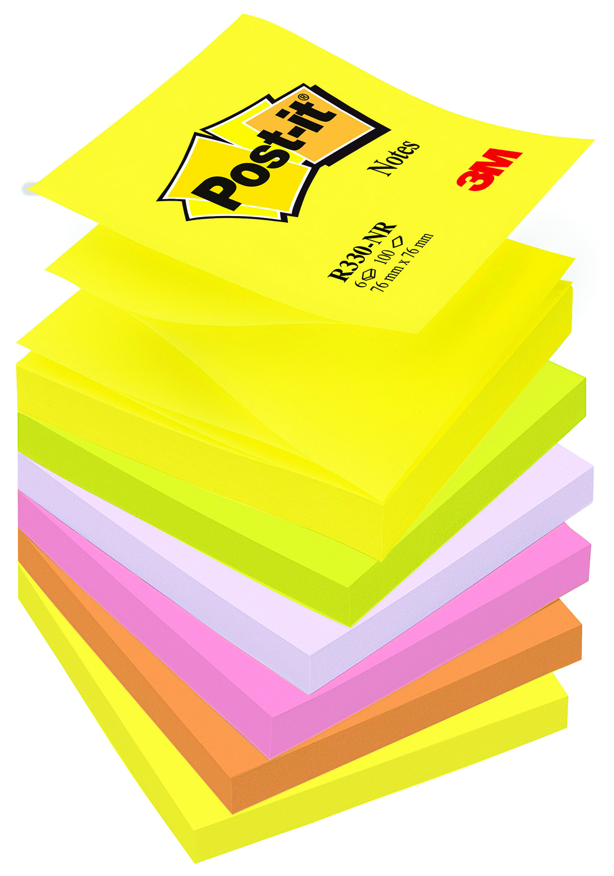 Bloczek samoprzylepny Post-it z-notes (r330-nr) 76 x 76 mm neonowy 6 x 100 kartek | biuroweokazje.pl | Wybierz najlepsze!