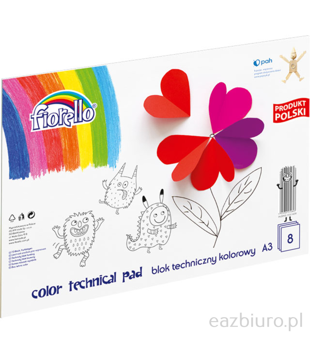 Blok techniczny kolorowy Fiorello A3 8 kartek | biuroweokazje.pl | Działaj śmiało!