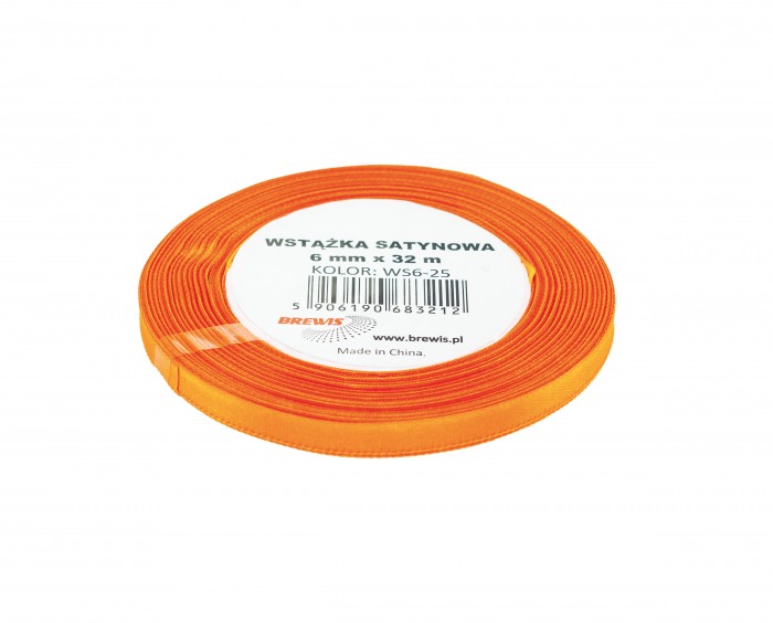 Wstążka satynowa Brewis 6 mm pomarańczowy | biuroweokazje.pl | Postaw na jakość!
