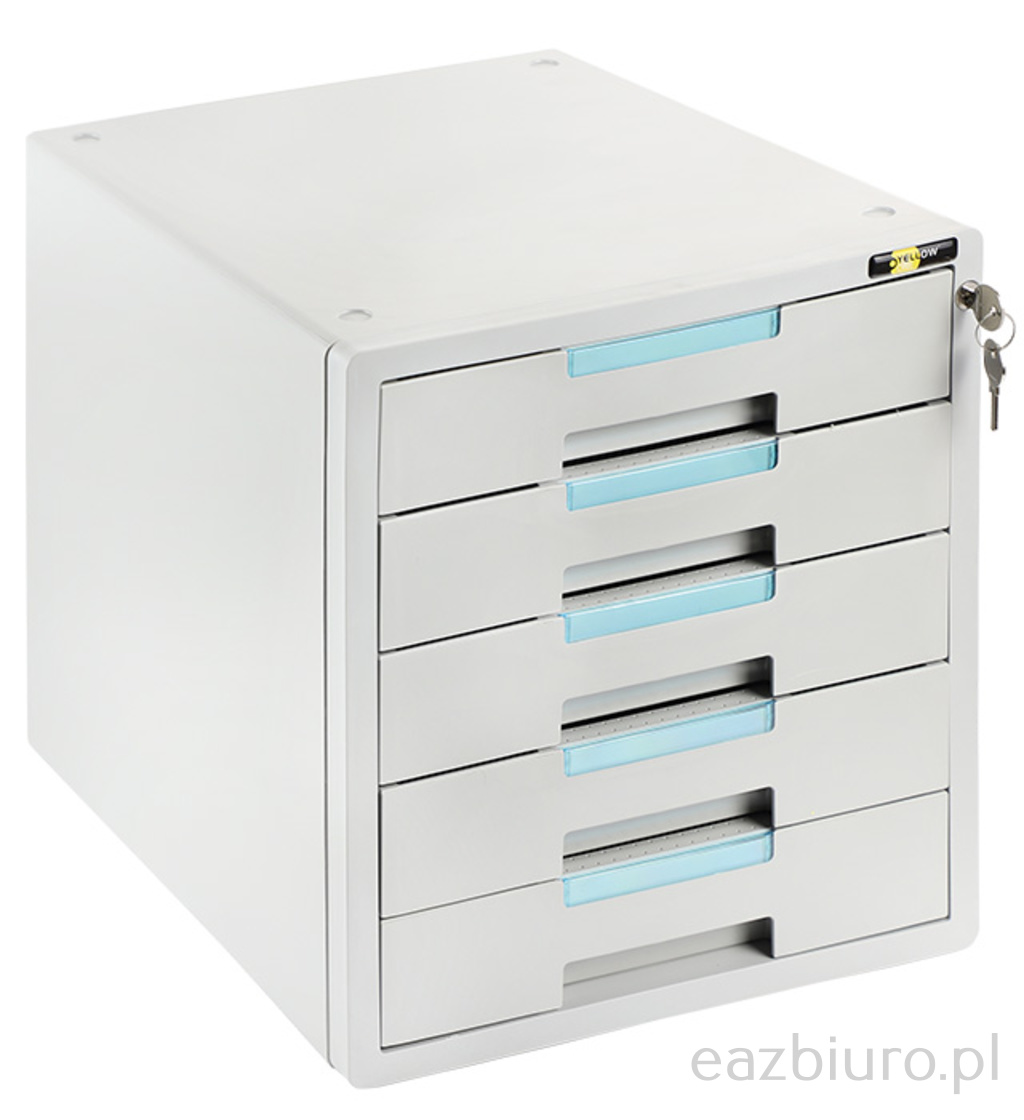 Szafka na dokumenty Yellow one yl-sp05gy Plastikowa - 5 szuflad + zamek, szaro-niebieska | biuroweokazje.pl | Odbierz szybko!