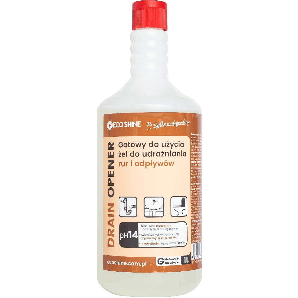 Eco Shine drain opener 1 l płynny preparat do udrażniania rur i odpłyów | biuroweokazje.pl | Zamów błyskawicznie!