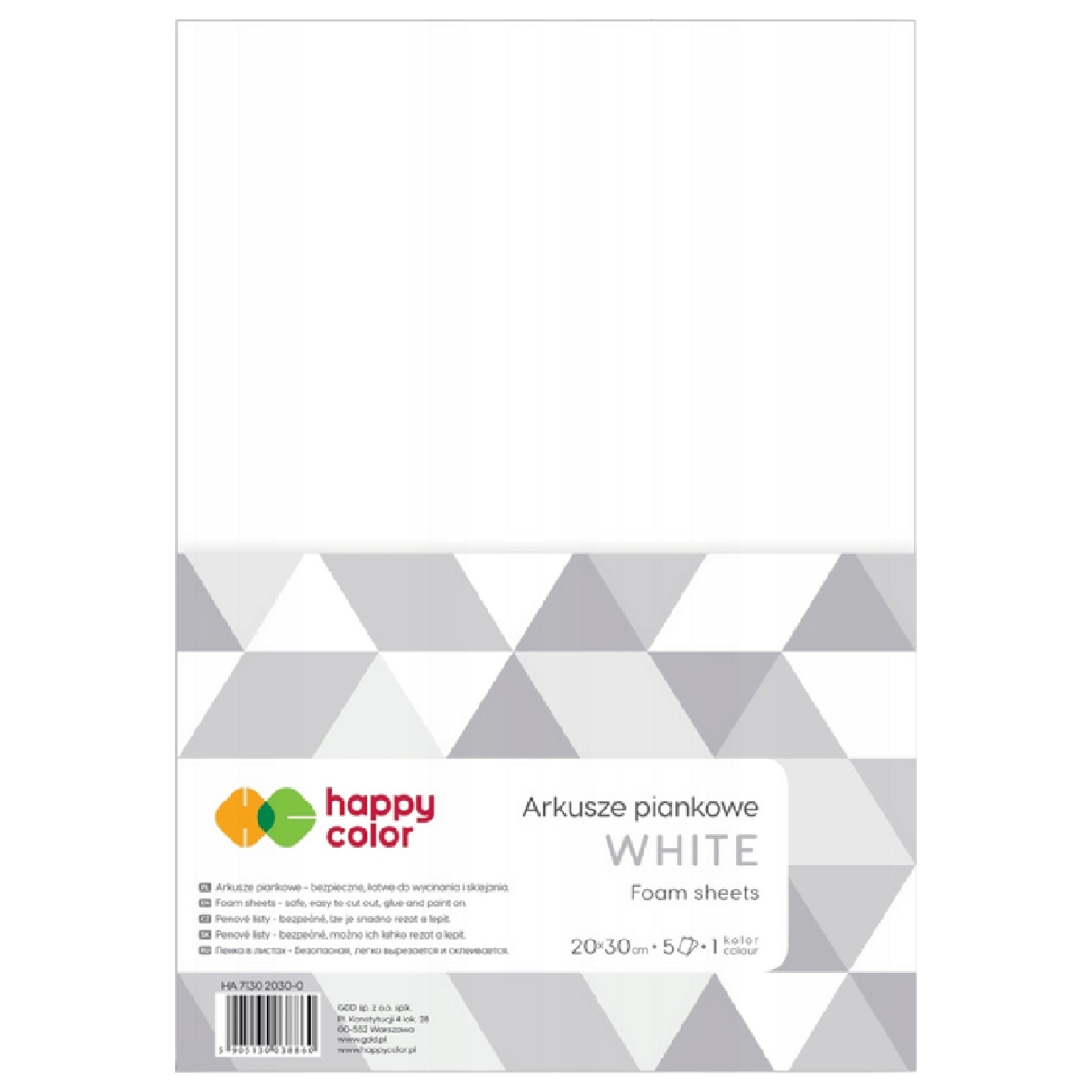Arkusze piankowe A4, 5 ark, biały, Happy Color | biuroweokazje.pl | Sprawdź naszą propozycję