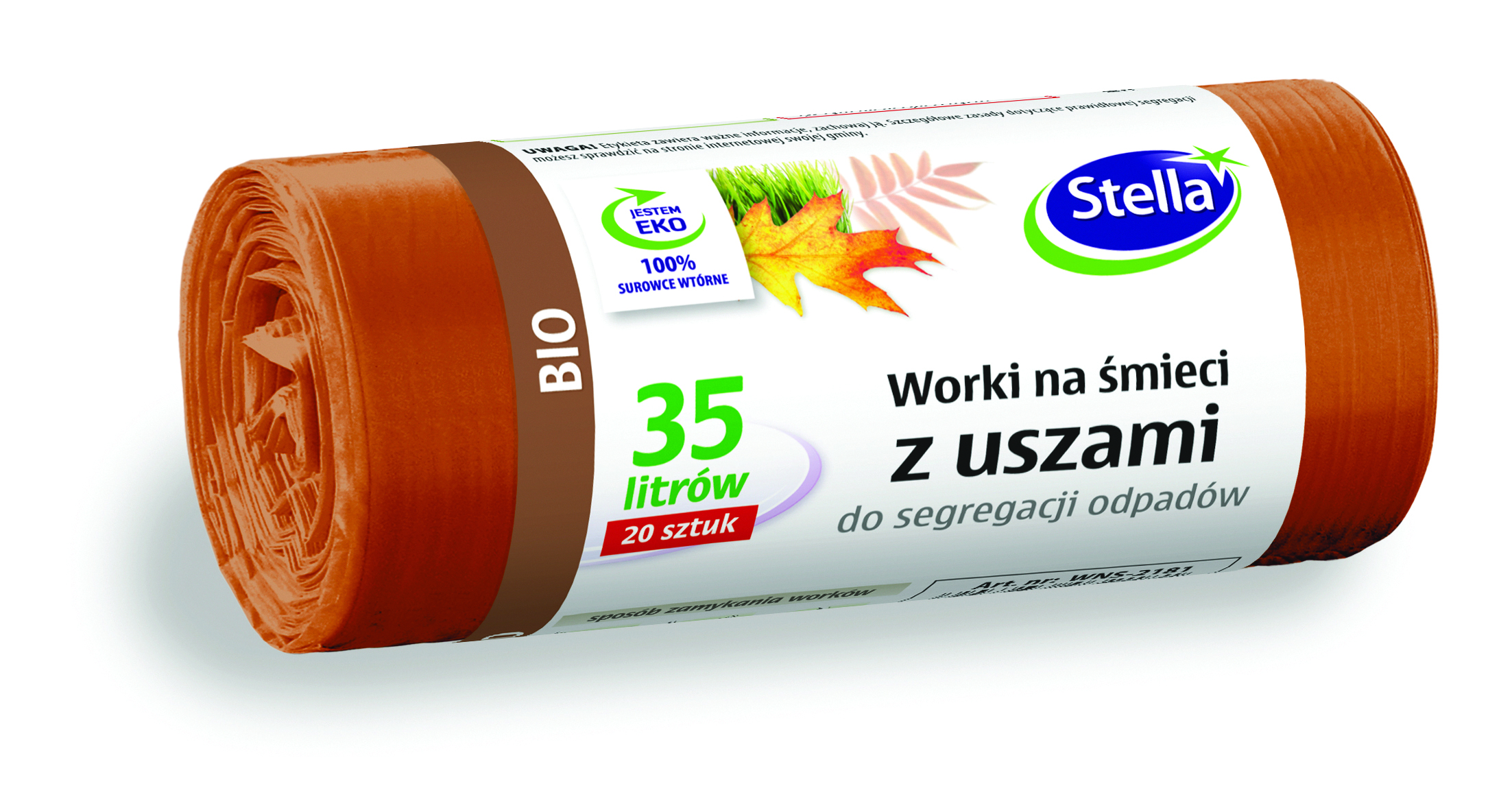 Worki z uszami Stella, do segregacji odpadów bio, 35 l, zestaw 20 sztuk., brązowe, brązowy | biuroweokazje.pl | Wybierz hit!