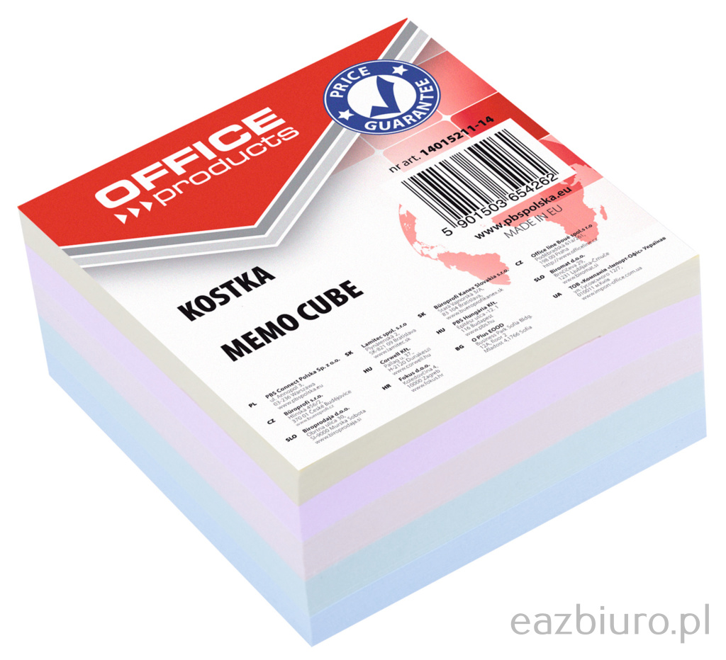 Kostka Office Products kolorowa klejona 85x85 mm | biuroweokazje.pl | Zamów od ręki!