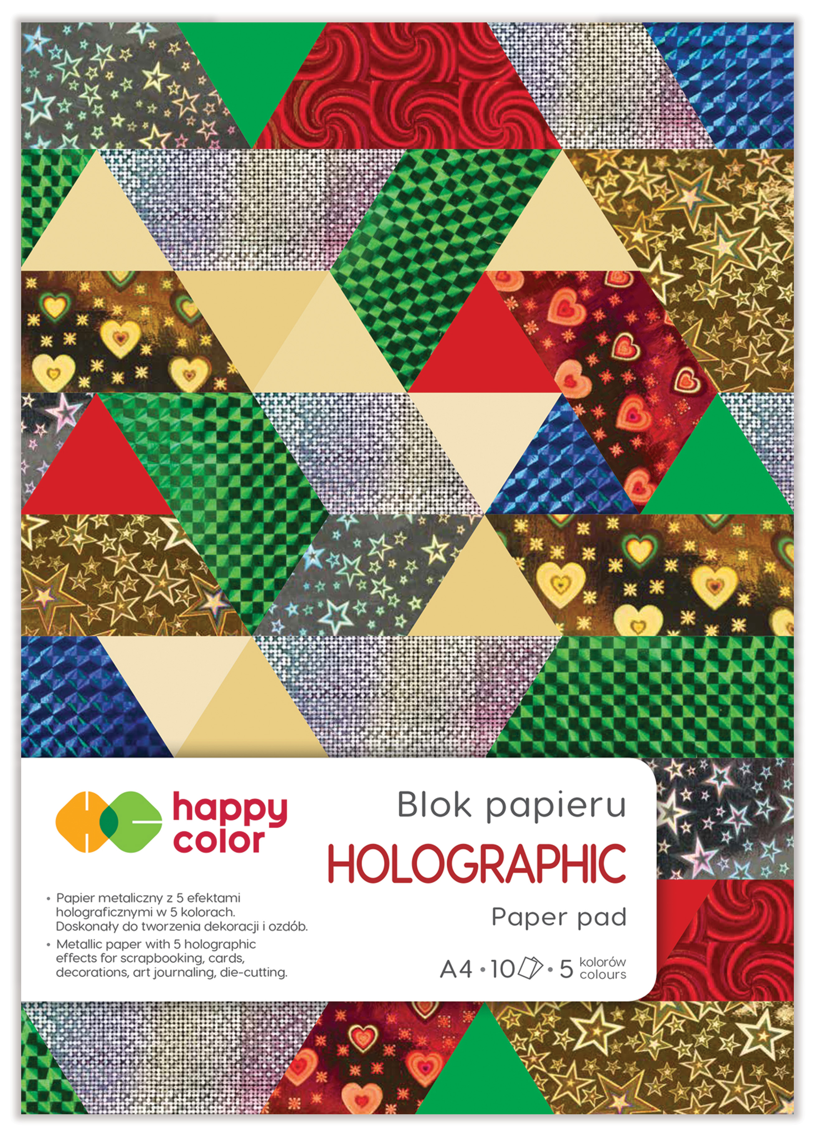 Blok holographic A4, 10 ark, 75g, 5 kolorów, 5 m | biuroweokazje.pl | Zamów już dziś