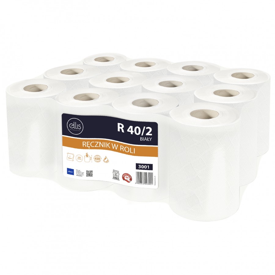 Ręcznik w roli Ellis biały dwuwarstwowy zestaw 12 sztuk | biuroweokazje.pl | Zamów szybko!