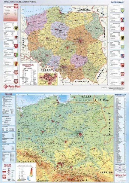 Podkładka na biurko z mapą dwustronną polski | biuroweokazje.pl | Skorzystaj z okazji
