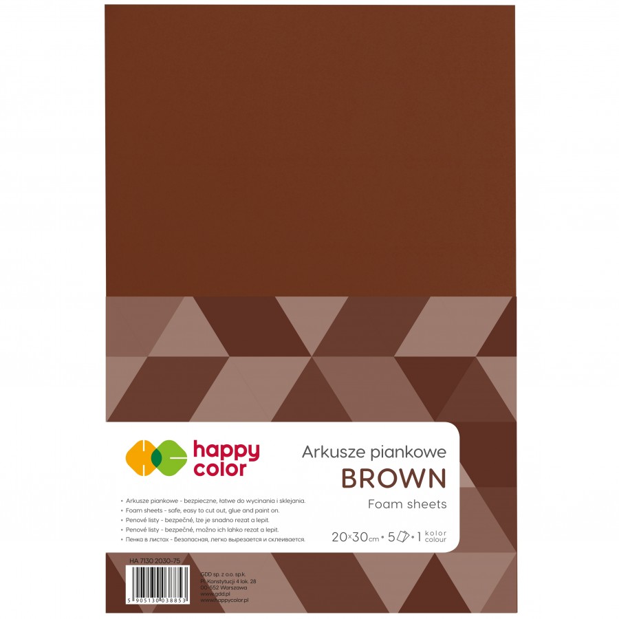 Arkusze piankowe A4, 5 ark, brązowy, Happy Color | biuroweokazje.pl | Wybierz pewny zakup