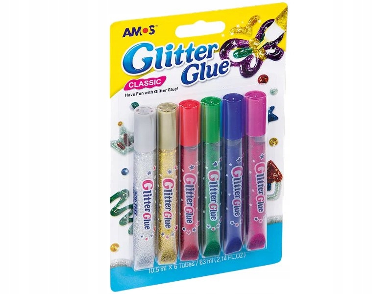 Klej brokatowy Amos, zestaw 6 sztuk 10,5 kw gcl 10b6 | biuroweokazje.pl | Weź zanim zniknie!