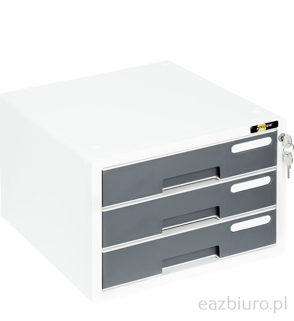 Szafka na dokumenty Yellow one yl-sp03 Plastikowa - 3 szuflady + zamek, szary | biuroweokazje.pl | Zamów rozsądnie!