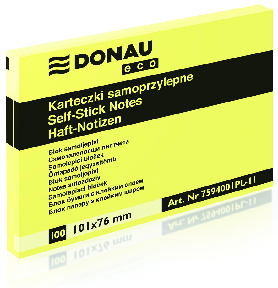 Bloczek samoprzylepny Donau eco 101 x 76 mm 100 kartek żółty | biuroweokazje.pl | Skorzystaj dziś!