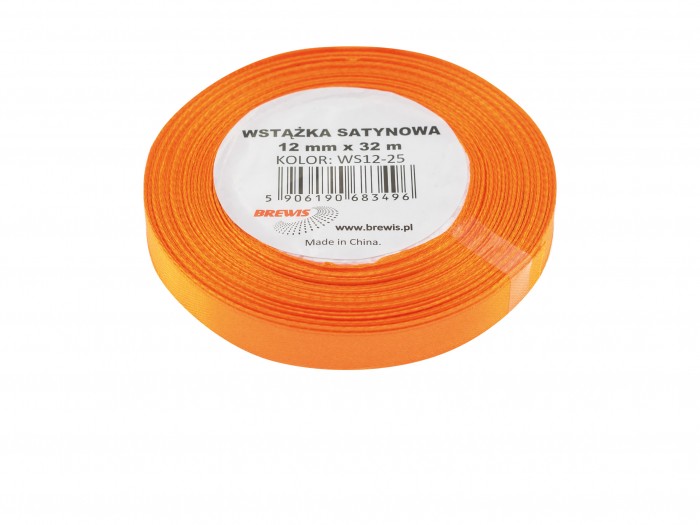 Wstążka satynowa Brewis 12 mm pomarańczowy | biuroweokazje.pl | Zamów od ręki!