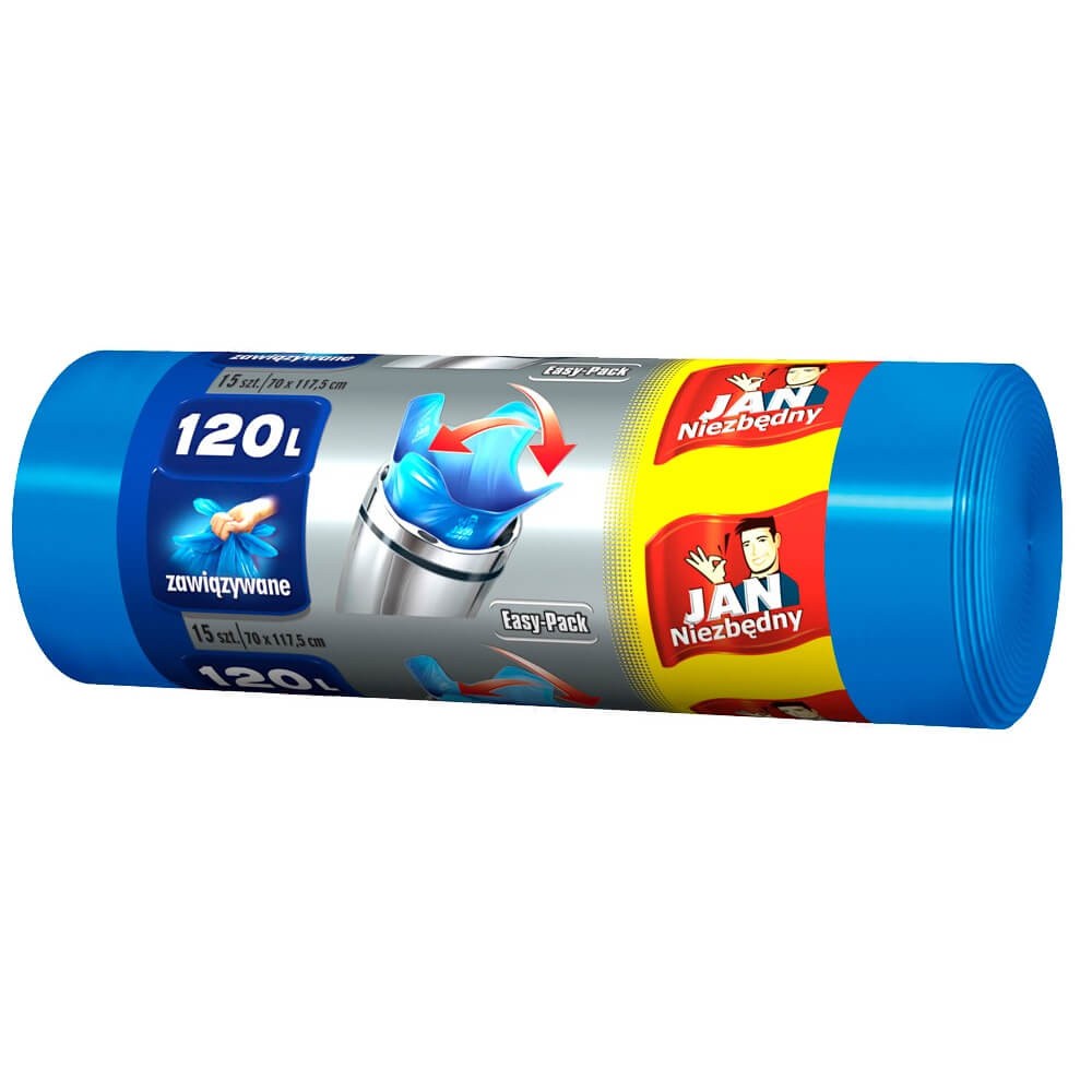 Worki na śmieci hd easy-pack niebieskie Jan Niezbędny 120 l zestaw 15 sztuk. | biuroweokazje.pl | Nie przegap!