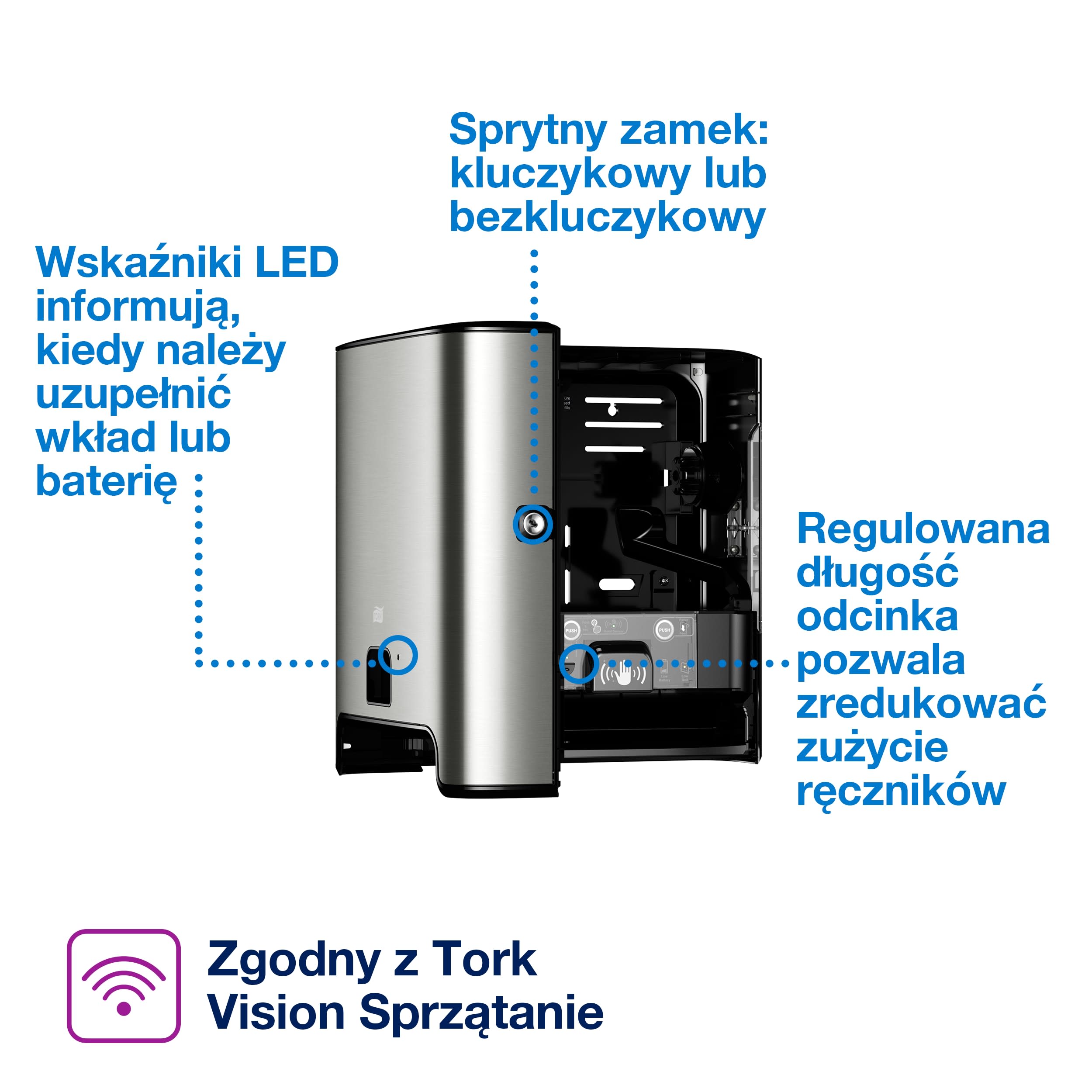Tork matic® dozownik do ręcznika w roli z sensorem intuition™, ze stali nierdzewnej, h1, | biuroweokazje.pl | Zamów taniej!