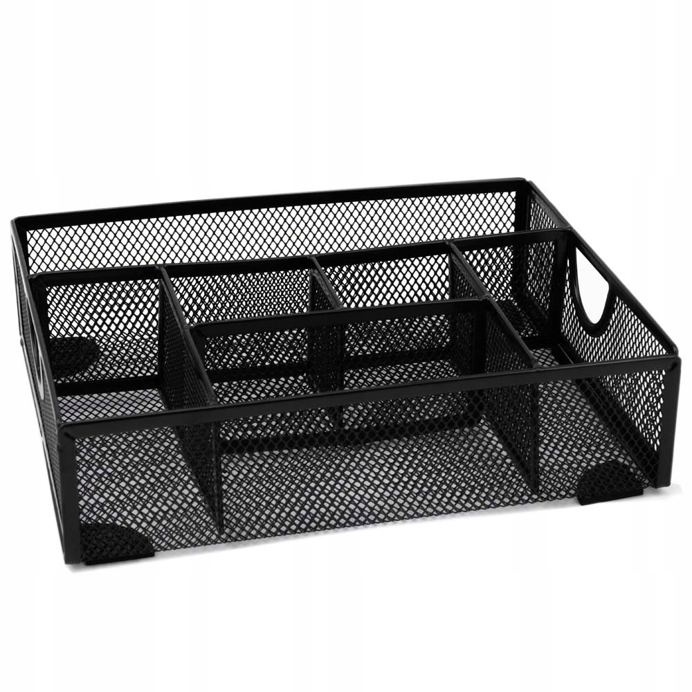 Organizer na biurko Q-Connect office set, metalowy, boczny, 6 komór, czarny | biuroweokazje.pl | Weź zanim zniknie!