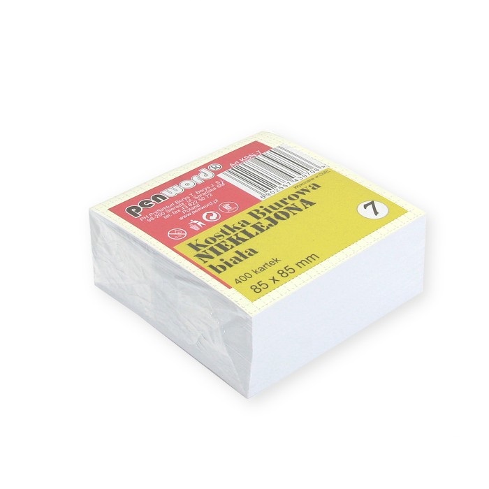 Kostka biurowa biała nieklejona 85x85x35 400 karteczek | biuroweokazje.pl | Skorzystaj dziś!