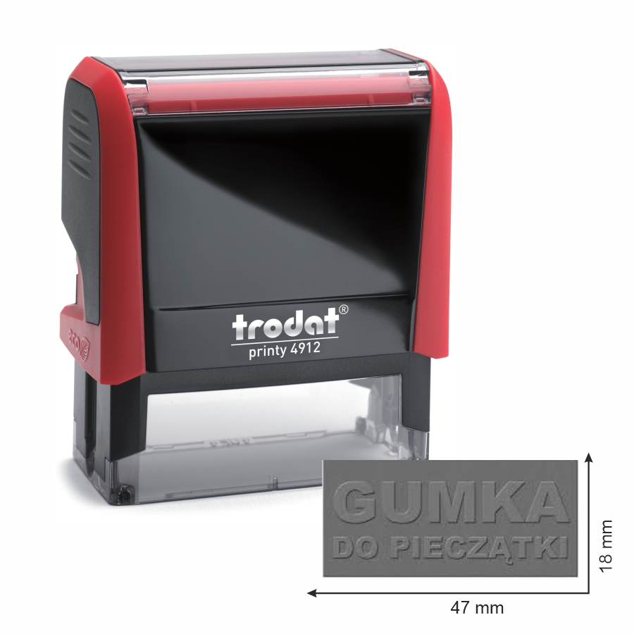 Trodat pieczątka 4912 obudowa czerwona 47 x 18 mm + wkładka tuszująca + gumka | biuroweokazje.pl | Zyskaj więcej!