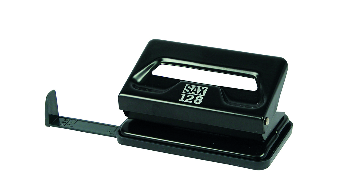 Dziurkacz Sax128s, dziurkuje do 12 kartek, czarny | biuroweokazje.pl | Zamów taniej!
