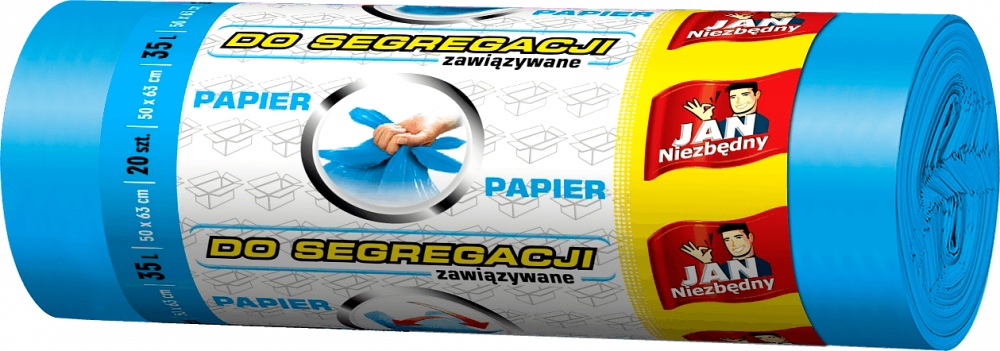Worki na śmieci - papier, easy-pack niebieskie Jan Niezbędny 35 l zestaw 20 sztuk. | biuroweokazje.pl | Kup bez ryzyka!