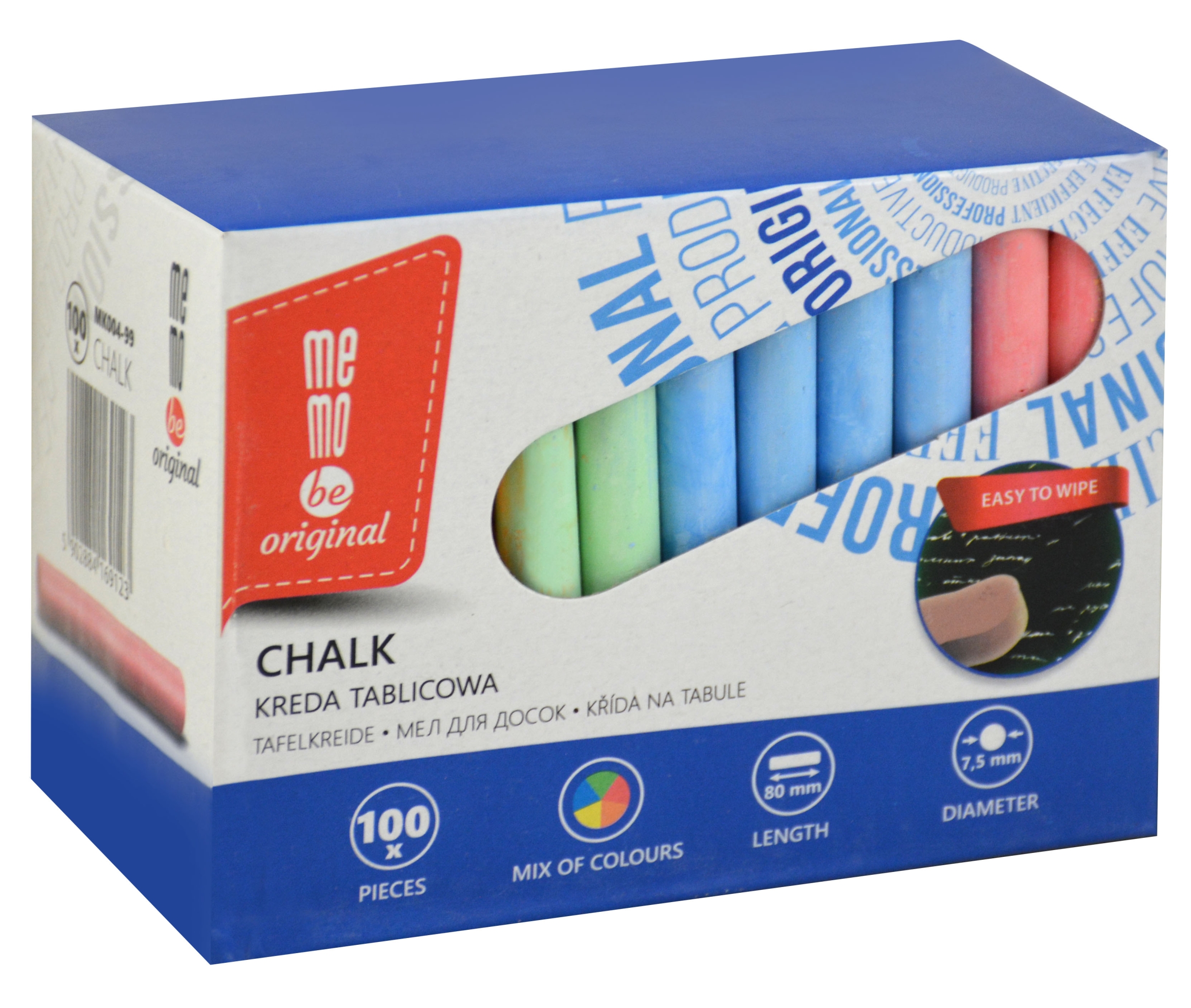 Kreda tablicowa Memobe, kolorowa, zestaw 100 sztuk | biuroweokazje.pl | Wybierz mądrze!