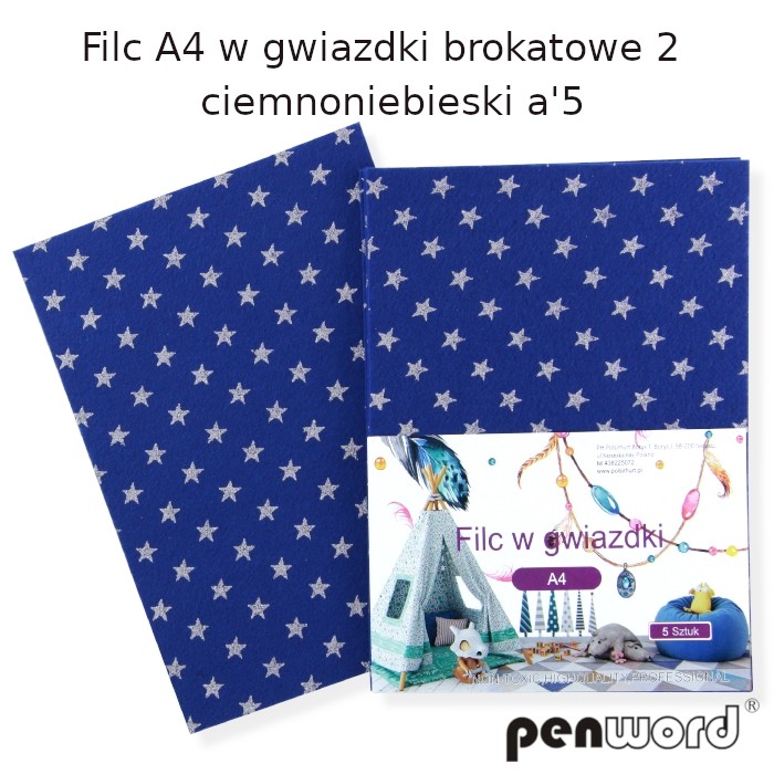 Filc A4 w gwiazdki brokatowe 2 ciemnoniebieski a'5 | biuroweokazje.pl | Weź najlepsze!