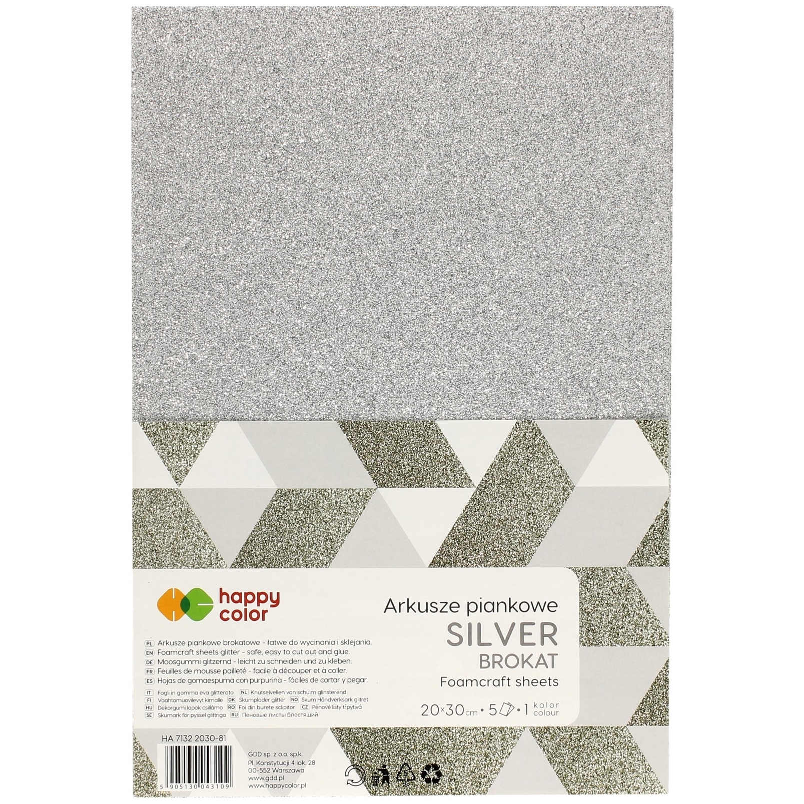 Arkusze piankowe brokatowe A4, 5 ark, srebrne, h | biuroweokazje.pl | Sprawdź naszą propozycję