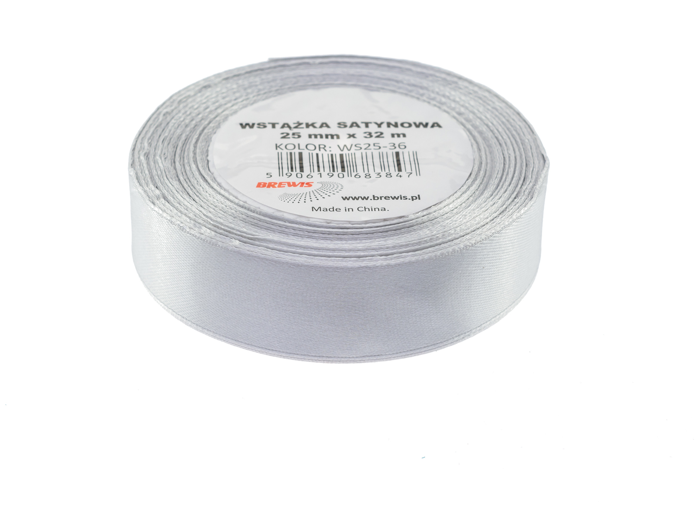 Wstążka Brewis satynowa 25 mm 32 m srebrny | biuroweokazje.pl | Kup od razu!