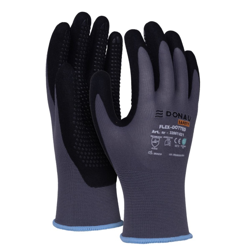 Rękawice Donau Safety Flex Dotted rozmiar 9 szare | biuroweokazje.pl | Skorzystaj z rabatu!