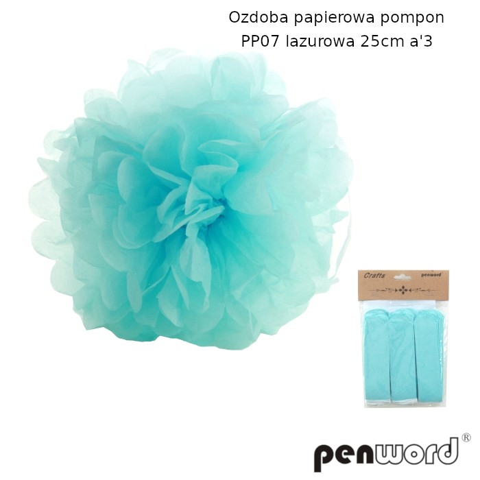Ozdoba papierowa pompon pp07 lazurowa 25cma'3 | biuroweokazje.pl | Kup sprytnie!