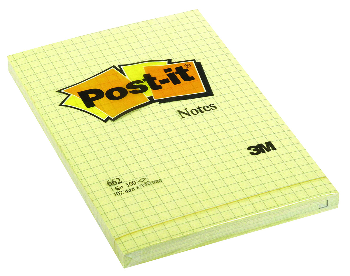 Bloczek samop. Post-it w kratkę (662) 102x152 żółt | biuroweokazje.pl | Sięgnij po najlepsze