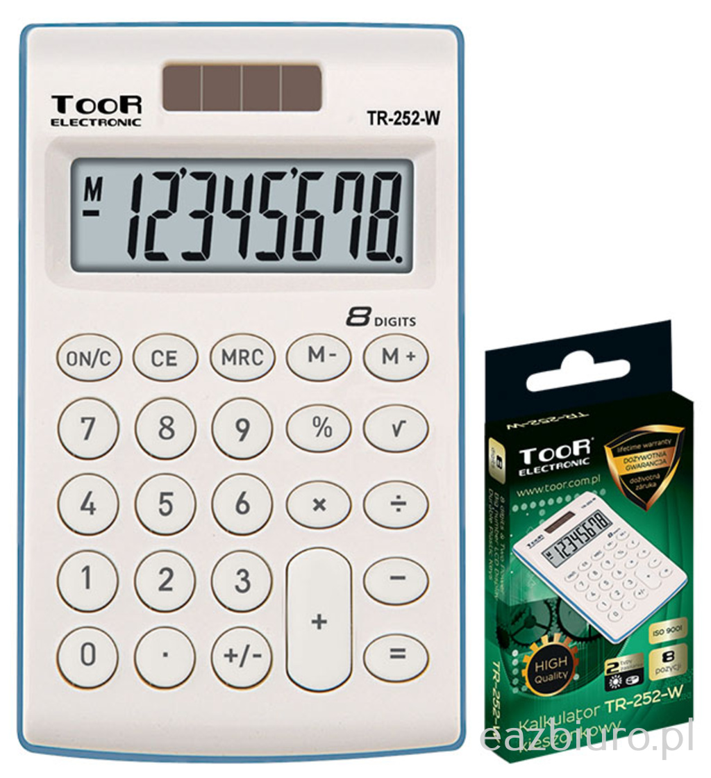 Kalkulator kieszonkowy toor tr-252-w 8-pozycyjny - 2 typy zasilania | biuroweokazje.pl | Zamów błyskawicznie!